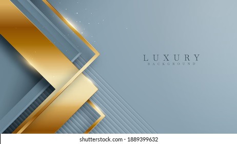 Abstract Navy Blue Luxury Background With Golden Line , Paper Cut Style 3d. Vector Illustration.