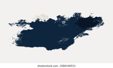 Abstract navy blue paint splatter on a light background, creating a textured and artistic design. The navy blue paint adds depth and contrast to the composition. Vintage art illustration, vector.