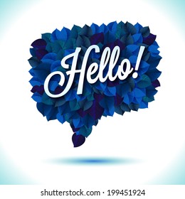 Abstract navy blue speech bubble leaf vector background. Communication ecology concept