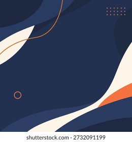 Abstract navy blue wave background with orange line accent modern corporate banner vector