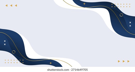 Abstrakter marineblauer und weißer Wellenhintergrund mit geometrischen Formen, moderne luxuriöse Tapete, geeignet für Vorlagen, Verkaufsbanner, Geschäftsanzeigen, Veranstaltungen, Websites und Seiten