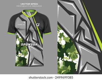 abstract navy green shape t shirt mockup sport jersey design for football soccer, racing, e sports, running design kit