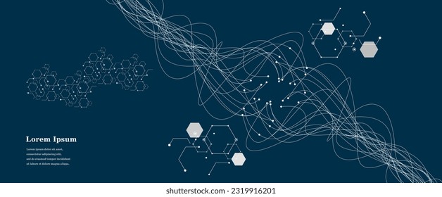 onda blanca marina abstracta, fondo de textura de ADN geométrico, tecnología científica, concepto genético