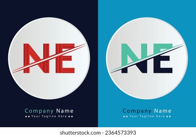 Resumen de la plantilla de diseño del logotipo de la letra NE. Ilustración del logotipo del vector.