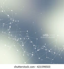 Abstract neat Blurred Background with Dots Array and Lines. 
