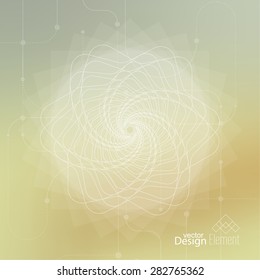Abstract neat Blurred Background with lines and dots. Glowing mandala spiral. 