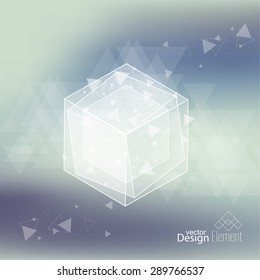 Abstract neat Blurred Background with transparent cubes, hexagons carcass. 
