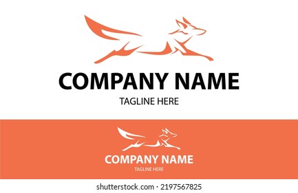 Abstract Negative Red Orange Fox Logo Design
