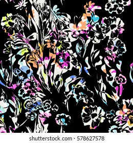 abstract negative space flower print   seamless background