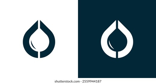 Abstract negative space water drop logo, double C and water drop logo