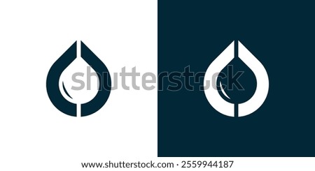 Abstract negative space water drop logo, double C and water drop logo