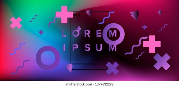 Abstract neo memphis background with different geometric shapes.