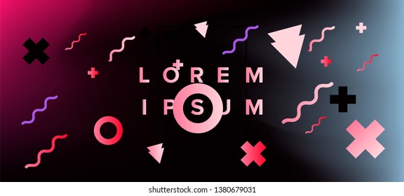 Abstract neo memphis background with different geometric shapes.