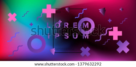 Abstract neo memphis background with different geometric shapes.