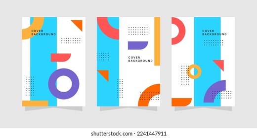Abstract neo memphis geometric patterns. Color modern geometrical background with lines and dotted pattern vector set. Illustration of collection banner with dotted square background