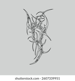 Abstract neo tribal cyber sigilism shape vector design. Freehand style sketch isolated. Tribal element for tattoo, streetwear