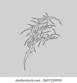 Abstract neo tribal cyber sigilism shape vector design. Freehand style sketch isolated. Tribal element for tattoo, streetwear