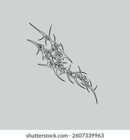 Abstract neo tribal cyber sigilism shape vector design. Freehand style sketch isolated. Tribal element for tattoo, streetwear