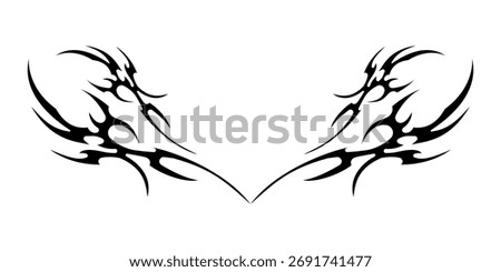 Abstract neo tribal element. Set of neo tribal shape. Aesthetic y2k cyber gothic style. Vector illustration.