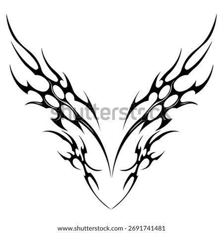 Abstract neo tribal element. Set of neo tribal shape. Aesthetic y2k cyber gothic style. Vector illustration.