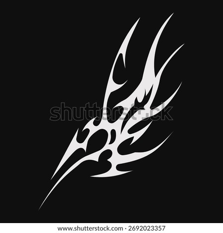 Abstract neo tribal element. Set of neo tribal shape. Aesthetic y2k cyber gothic style. Vector illustration.