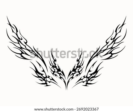 Abstract neo tribal element. Set of neo tribal shape. Aesthetic y2k cyber gothic style. Vector illustration.