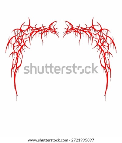 Abstract neo tribal gothic frame vector, symmetry sharp branches corners for dark design