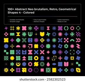 Abstract Neo-Brutalism Retro Geometric Shapes Collection in Vibrant Colors for Modern Projects
