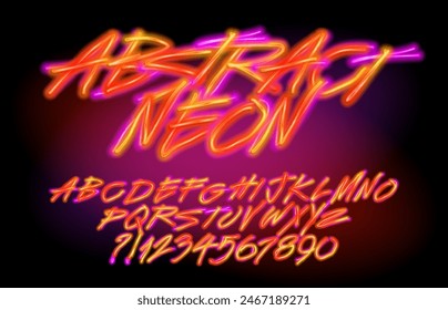 Abstract Neon alphabet font. Distort neon color letters. Stock vector typescript for your design.