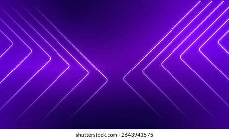 Abstract neon arrow light glow background. Futuristic cyber laser line motion banner. Futuristic template for banner, presentations, flyers, posters. Vector EPS10.