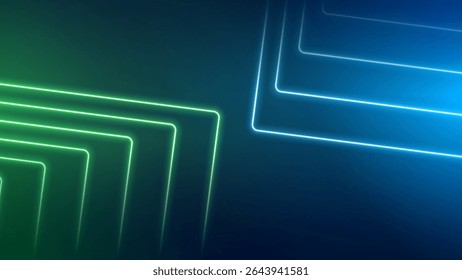 Abstract neon arrow light glow background. Futuristic cyber laser line motion banner. Futuristic template for banner, presentations, flyers, posters. Vector EPS10.
