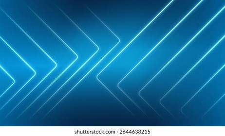 Abstract neon arrow light glow background. Futuristic cyber laser line motion banner. Futuristic template for banner, presentations, flyers, posters. Vector EPS10.