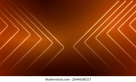 Seta de néon abstrato luz de fundo brilhante. Banner de movimento cibernético de linha laser futurista. Modelo futurista para banner, apresentações, folhetos, cartazes. Vetor EPS10.