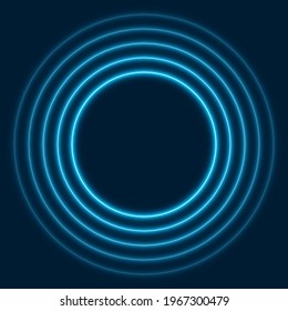 Abstract neon background, with blue glowing circles, vector illustration.