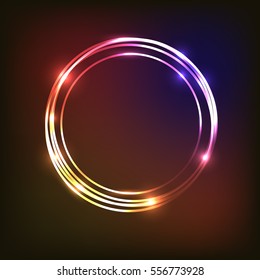 Abstract neon background with circles, stock vector