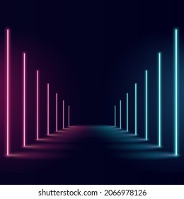 Abstract neon background with colorful beams of lights illustration.