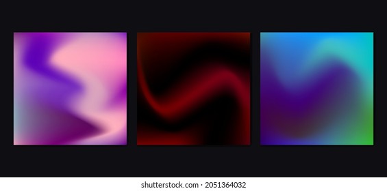 Abstract neon background dynamic gradient texture holographic template, vector backdrop set, web design colorful illustration, pink, blue, red, futuristic landing page concept.