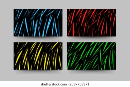 Abstract neon background with falling blue, red, yellow, green, line elements set for template, banner, wallpaper.