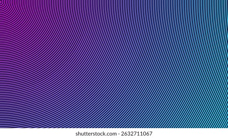 Abstract neon background. Retro 1980 style bright wavy background. Synthwave sci-fi backdrop. Concentric circles horizontal banner. Optical illusion vector illustration