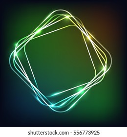 Abstract neon background with rounded rectangle, stock vector