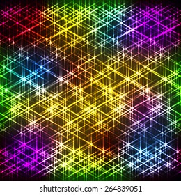 Abstract neon background with shine grid