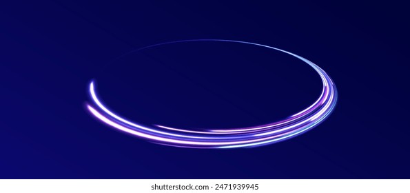 Abstrakter Neonhintergrund mit leuchtenden Drähten. Motion Design. Magischer leerer Raum. Panorama-High-Speed-Technologie-Konzept, Licht abstrakten Hintergrund.	