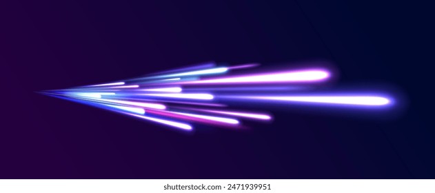 Fondo de neón Abstractas con cables brillantes. Diseño de movimiento. Espacio mágico vacío. Concepto de tecnología de alta velocidad panorámica, fondo abstracto ligero.	