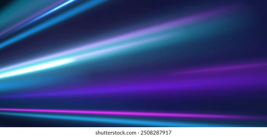 Fundo de néon abstrato com fios brilhantes. Design de movimento. Espaço vazio mágico. Conceito de tecnologia panorâmica de alta velocidade, fundo abstrato de luz.