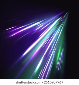 Abstractas fondo de neón con alambres brillantes. Diseño de movimiento. Espacio mágico vacío. Concepto de tecnología de alta velocidad panorámica, fondo abstracto ligero.