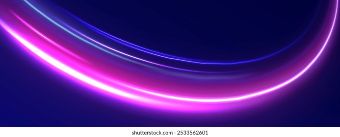 Abstractas fondo de neón con alambres brillantes. Diseño de movimiento. Espacio mágico vacío. Concepto de tecnología de alta velocidad panorámica, fondo abstracto ligero.