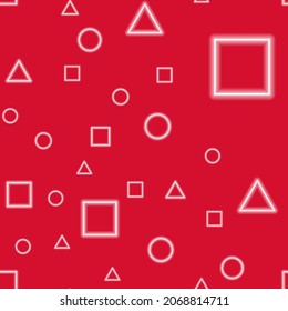 Abstract neon background. Texture of geometric shapes circle, triangle, square.