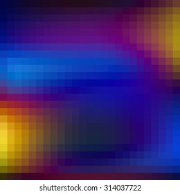 Abstract neon background textured by squares. Dark blue pattern