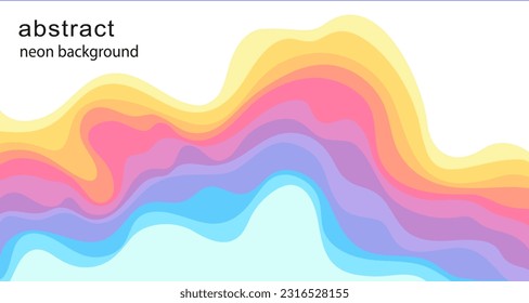 Abstract neon background. Vector template in a paper cut style. Abstract layered gradient