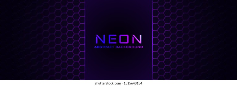 Abstract neon background with violet light, line and texture. Vector banner design